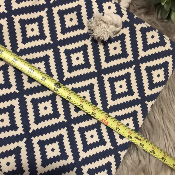 HP🎉Summer & Rose Cotton Tote with Rope Handles-Denim Blue&Cream Print-18x13x5 - Picture 6 of 16